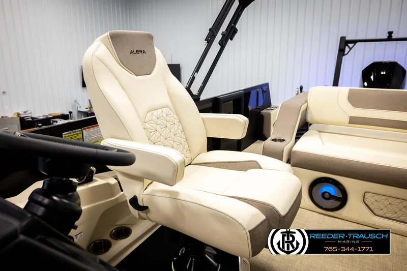 Slide: The Image of Luxurious Alera M23L 2026 boat seat with elegant design in a marine setting. - 29