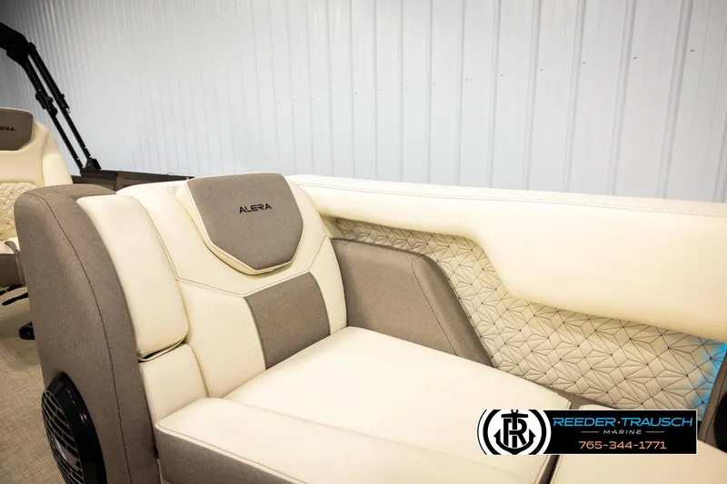 Slide: The Image of Luxurious Alera M23L 2026 boat seating with elegant beige and gray upholstery. - 30