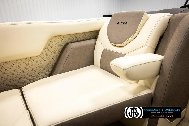 Slide: The Image of Luxurious Alera M23L 2026 boat seating with elegant beige and brown upholstery design. - 42