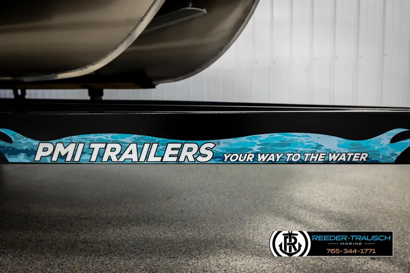 Slide: The Image of PMI Trailers branding on Alera M23L, 2026 model, with Reeder-Trausch Marine contact. - 60