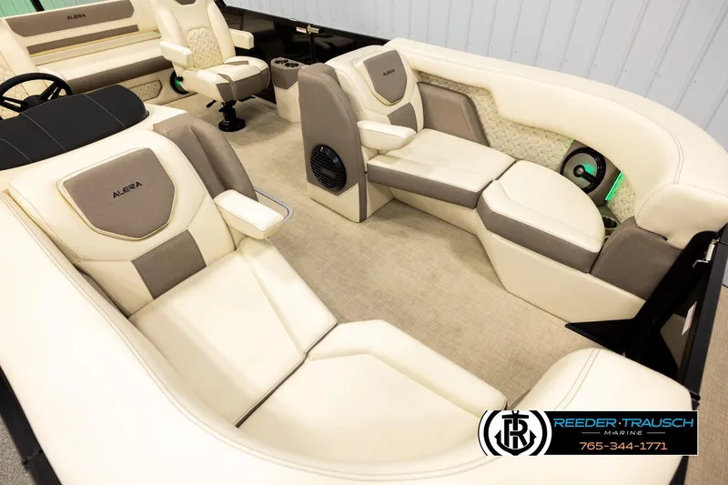Slide: The Image of Luxurious interior of 2026 Alera M23L boat with plush seating and modern design. - 9