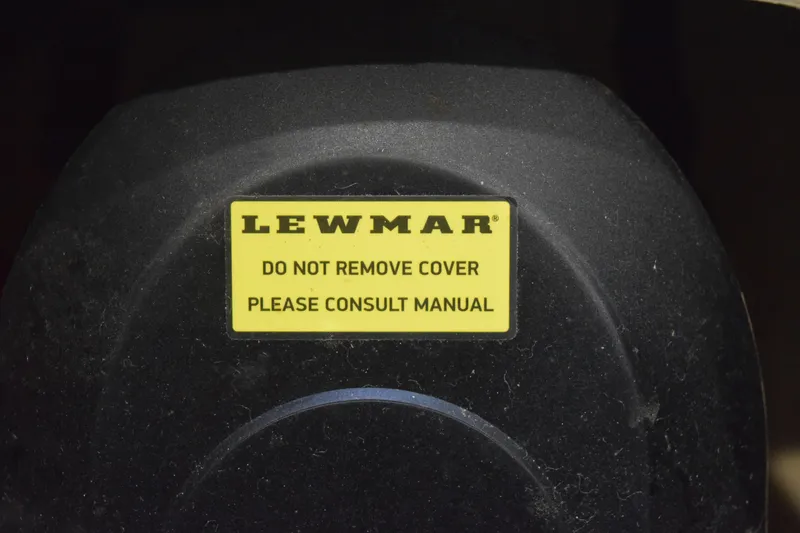 Slide: The Image of Yellow Lewmar warning label on Regal 26 XO 2021 boat component. - 159