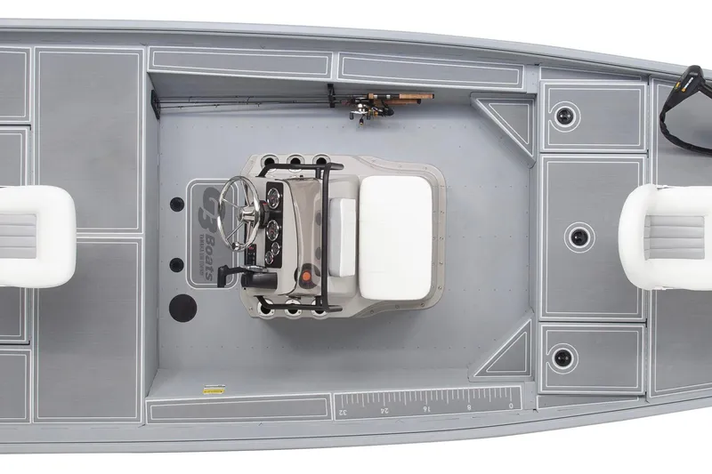 Slide: The Image of Top view of 2026 G3 Bay 17 boat interior with steering console and seating. - 24