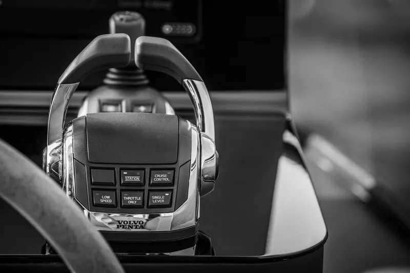 Slide: The Image of Close-up of Volvo Penta controls on 2026 Cranchi Sessantasette 67 yacht. - 35