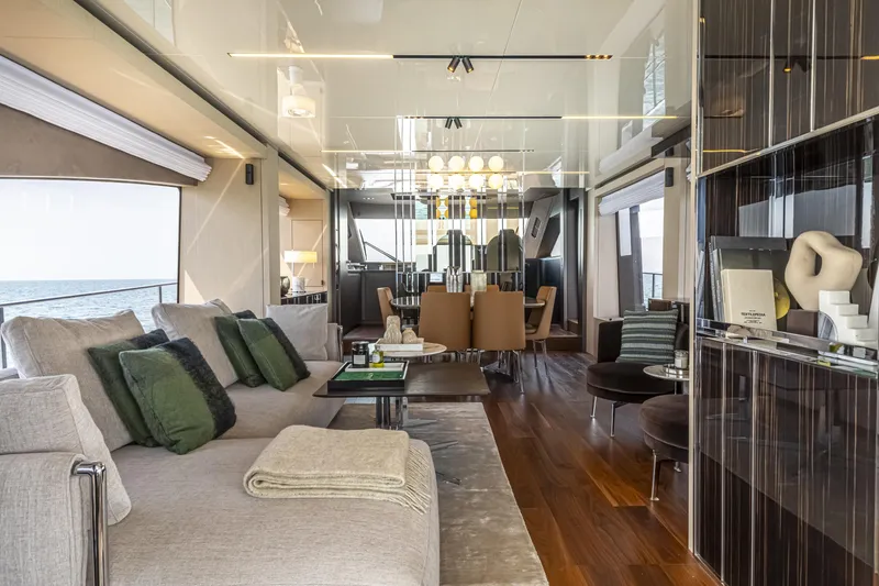 Slide: The Image of Luxurious interior of 2026 Cranchi Sessantasette 67 yacht with elegant furnishings and modern design. - 44