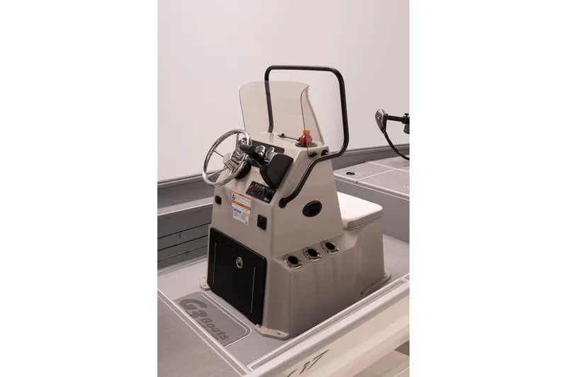 Slide: The Image of 2026 G3 Bay 17 boat console with steering wheel and controls. - 20