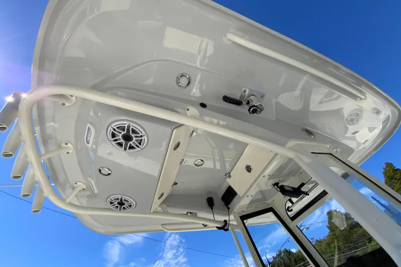 Slide: The Image of 2025 Cobia 285 Open Center Console boat, featuring sleek design and modern equipment. - 51