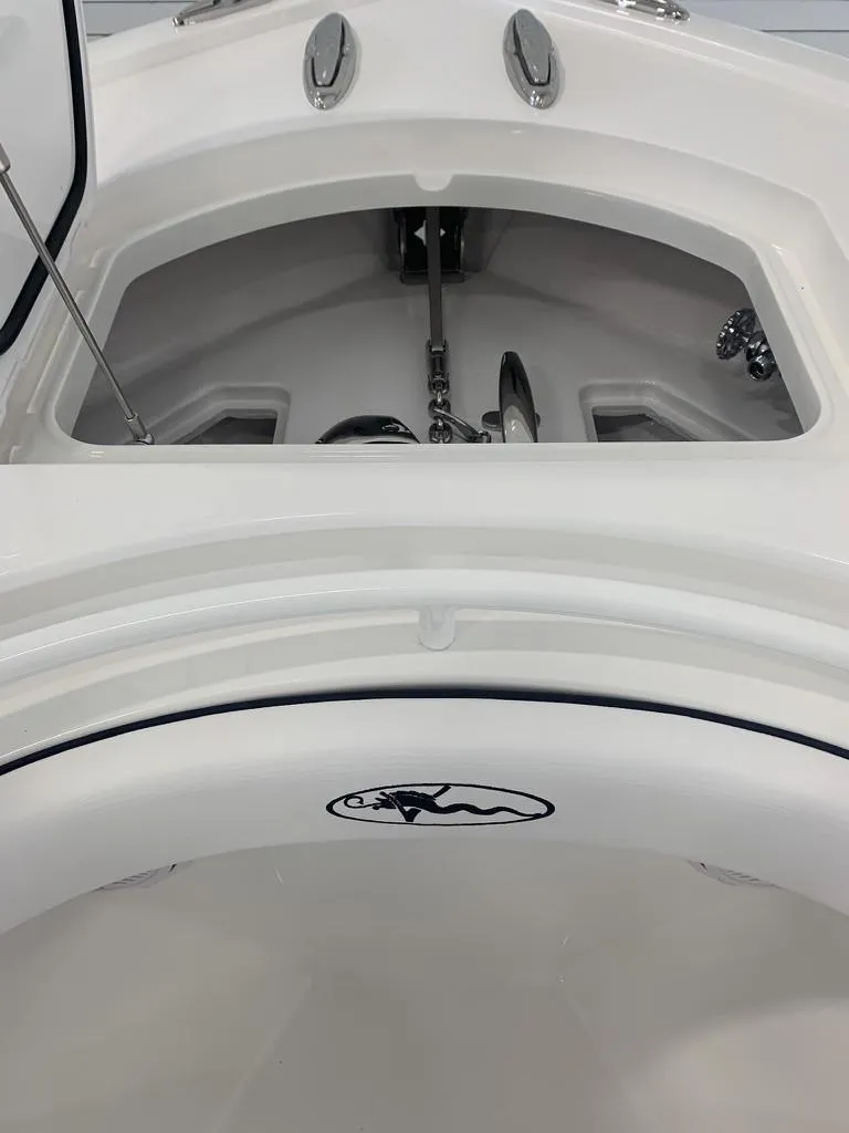 Slide: The Image of 2025 Valhalla Boatworks V-33 anchor locker and bow detail. - 10