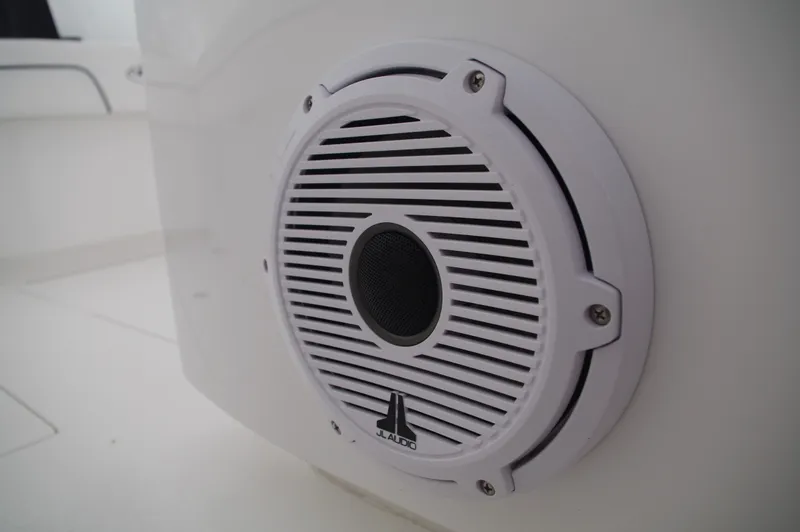 Slide: The Image of Close-up of a JL Audio speaker on a 2025 Valhalla Boatworks V-33. - 25