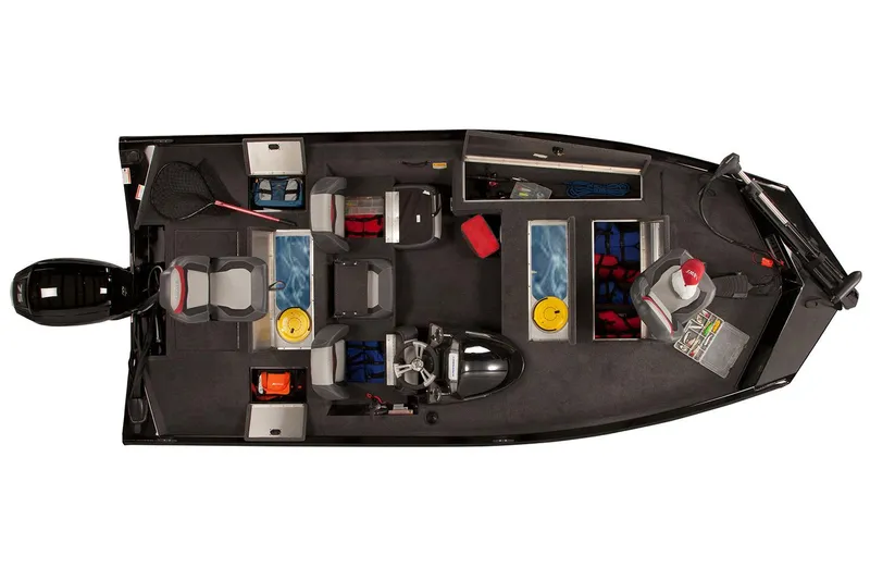 Slide: The Image of Manufacturer Provided Image: 2018 Lowe Stinger 175C fishing boat, top view, showing seating, storage, and equipment layout. - 3