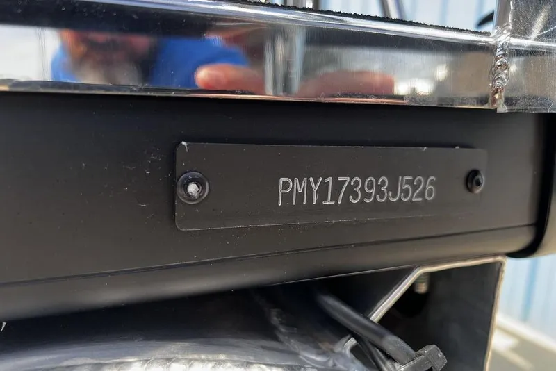 Slide: The Image of VIN plate on 2026 Premier 230 Solaris boat, displaying serial number PMY17393J526. - 28