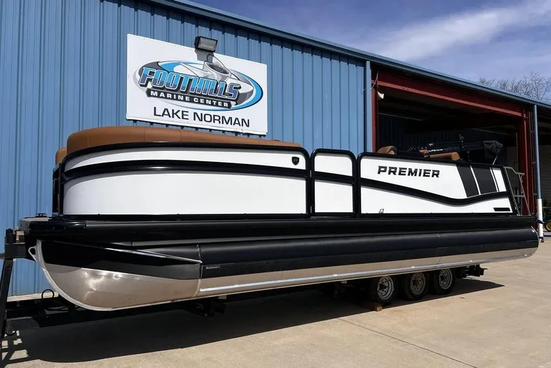 Slide: The Image of 2026 Premier 230 Solaris pontoon boat at Foothills Marine Center, Lake Norman. - 4