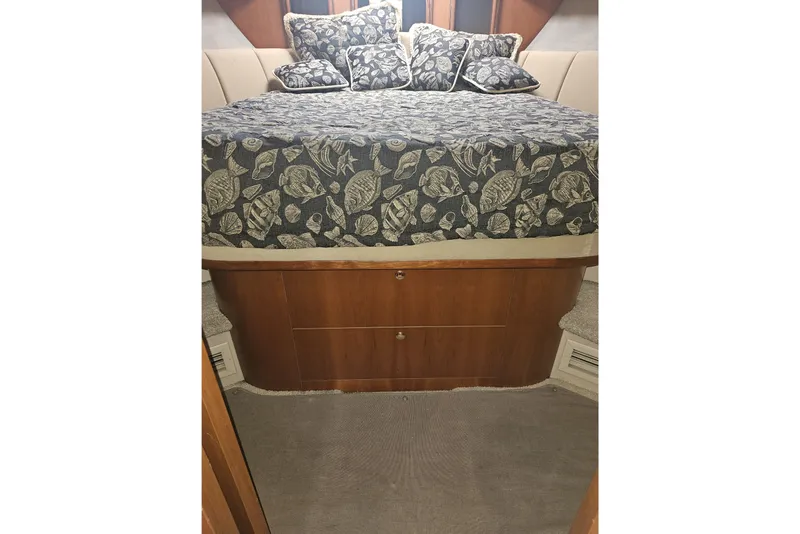 Slide: The Image of Luxurious bathroom in 2000 Cruisers Yachts 4450 Express Motoryacht with shower and wooden doors. - 43