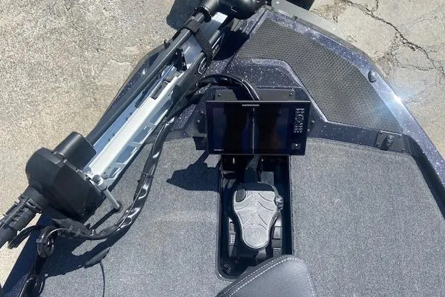 Slide: The Image of 2026 iKon VLX 20 boat deck with mounted electronic display and foot pedal. - 5