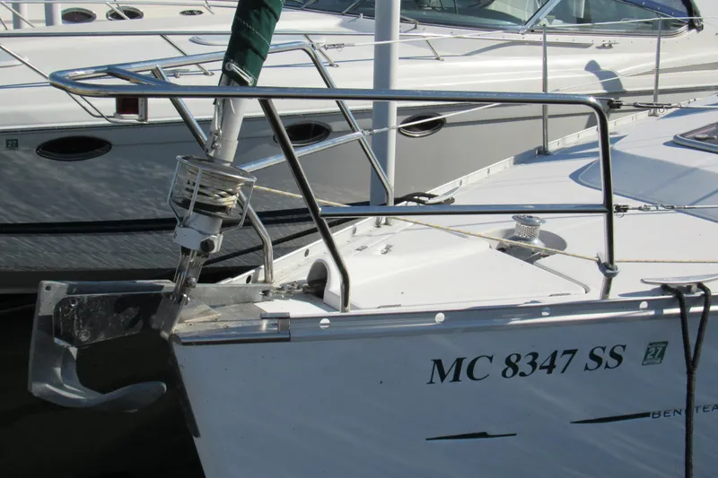 Slide: The Image of 2005 Beneteau Oceanis 373 sailboat bow with anchor and registration number. - 3