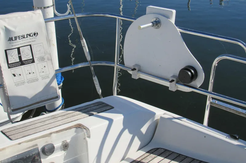Slide: The Image of Cockpit of 2005 Beneteau Oceanis 373 sailboat with Lifesling 2 rescue system. - 6