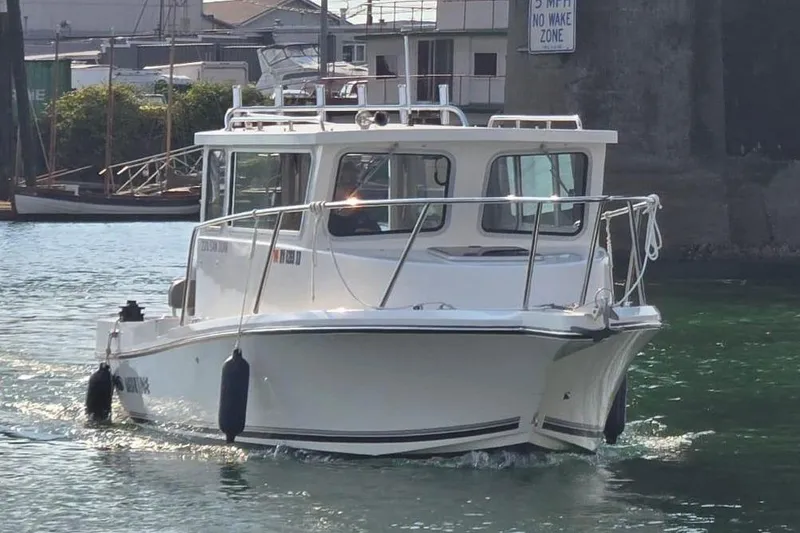 The Image of 2023 Defiance San Juan 220 boat navigating under a bridge in a no-wake zone. - 0