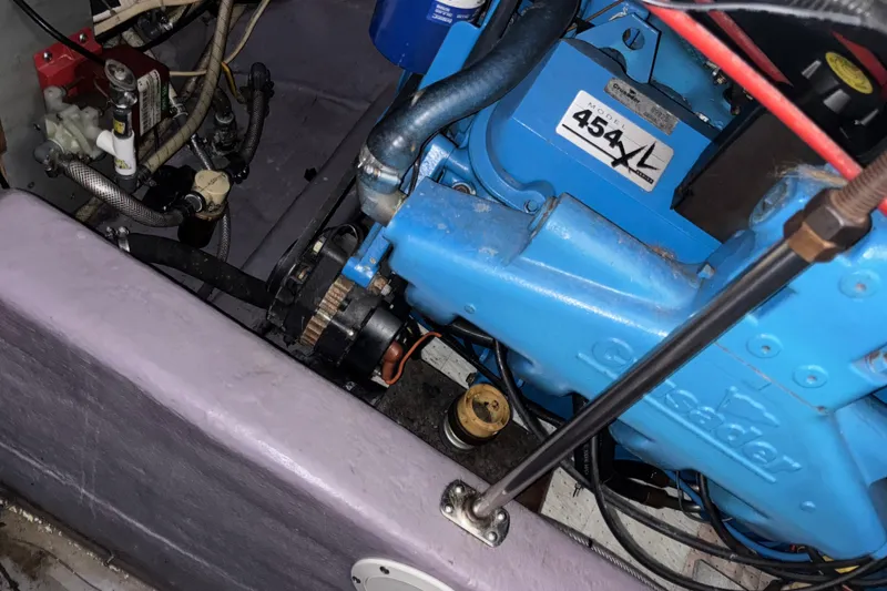 Slide: The Image of Engine compartment of a 1993 Carver 350 Voyager with Crusader 454 XL engine. - 43