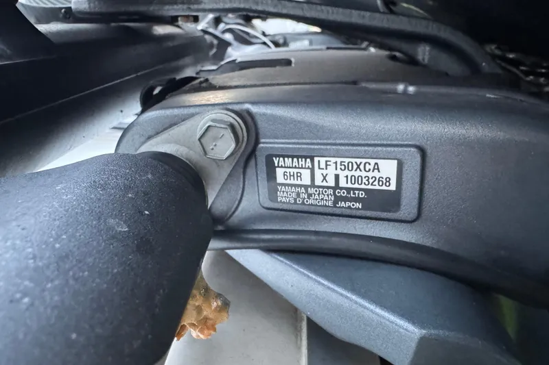 Slide: The Image of Yamaha LF150XCA engine detail on 2021 Sea Hunt Gamefish 25 boat. - 9