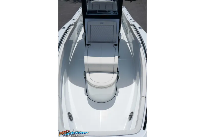 Slide: The Image of 2026 Sea Hunt Gamefish 30 Coffin Box boat interior with seating and storage. - 19