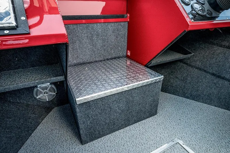 Slide: The Image of Overhead view of Mercury 115 Pro and 9.9 outboard motors on Lund 185 Heavy Gauge, 2026 model. - 9