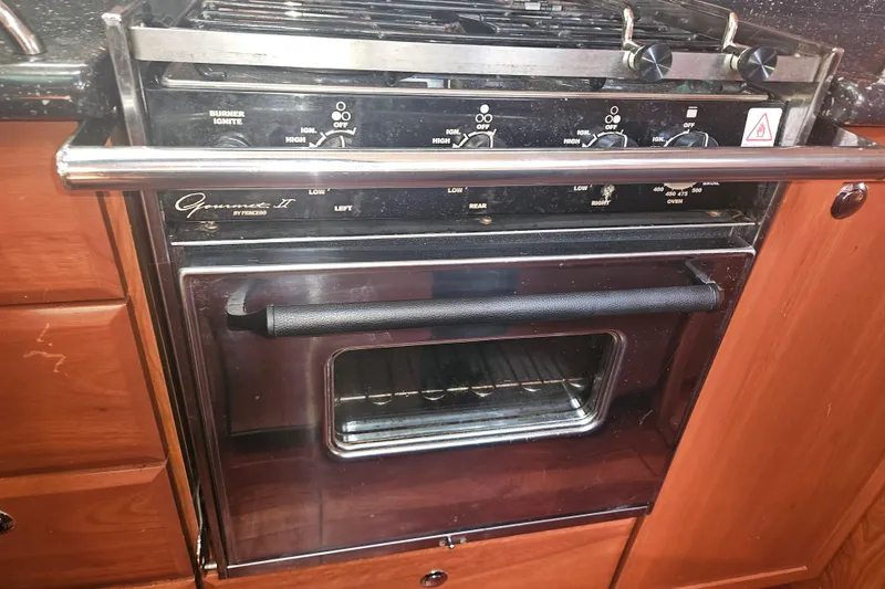 Slide: The Image of Ventilation grille on 2013 Marlow-Hunter 50 aft cabin with wooden interior. - 26