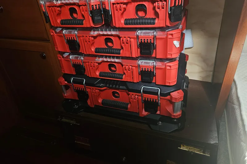 Slide: The Image of Luxurious kitchen sink area in 2013 Marlow-Hunter 50 aft cabin yacht. - 27