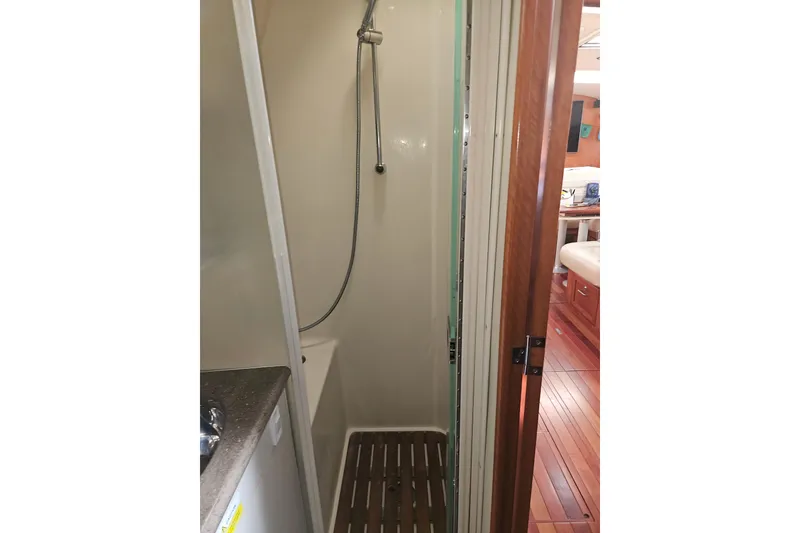 Slide: The Image of Cozy bed in 2013 Marlow-Hunter 50 aft cabin yacht interior. - 34