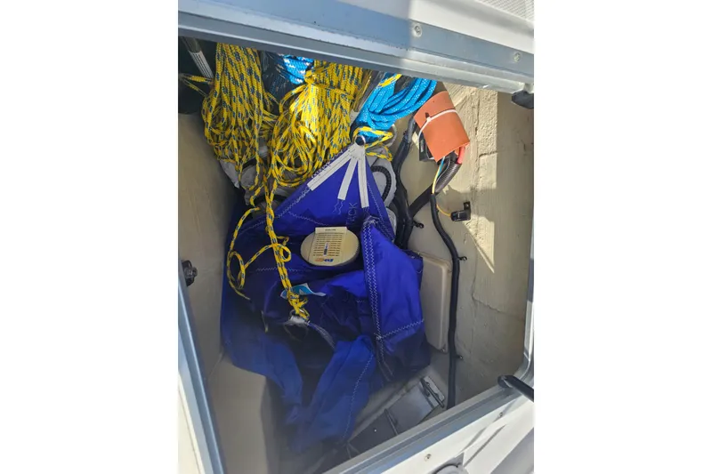 Slide: The Image of Engine compartment of 2013 Marlow-Hunter 50 aft cabin with labeled actuator. - 72