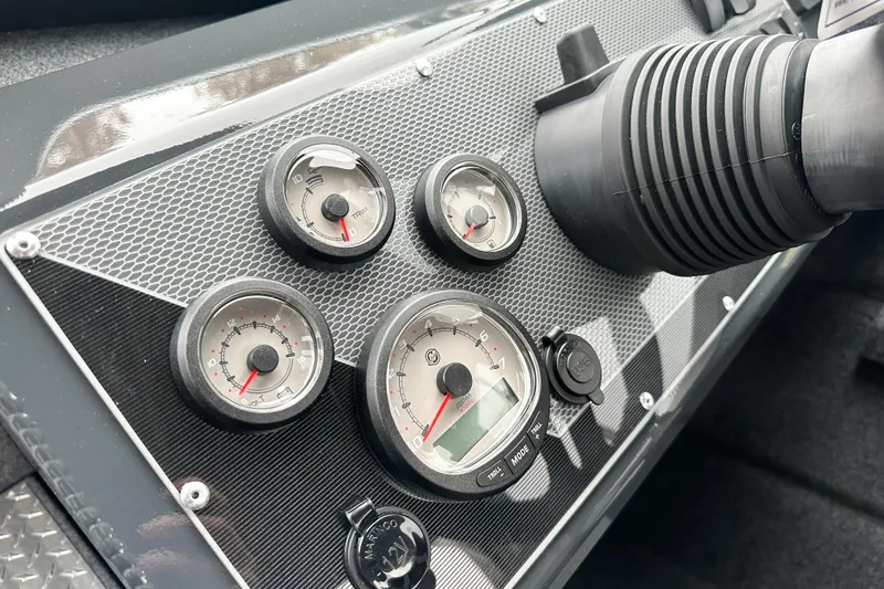 Slide: The Image of Dashboard of 2026 Lund 210 Heavy Gauge boat with gauges and controls. - 20