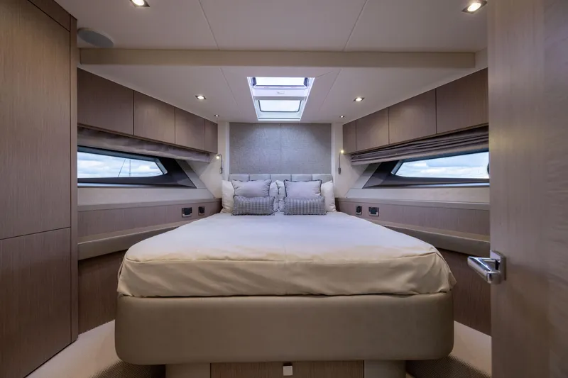 Slide: The Image of Luxurious bedroom interior of 2018 Sunseeker Manhattan 52 yacht with modern design. - 40