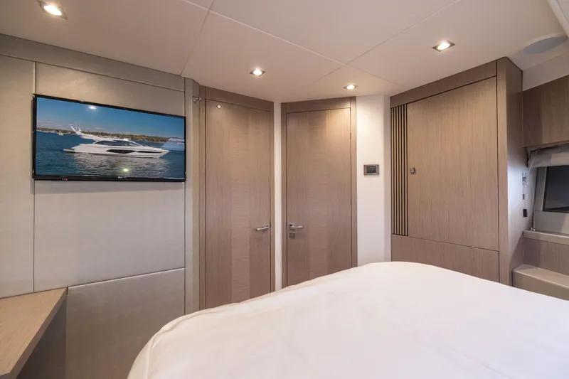 Slide: The Image of Luxurious interior of 2018 Sunseeker Manhattan 52 yacht with modern design elements. - 43