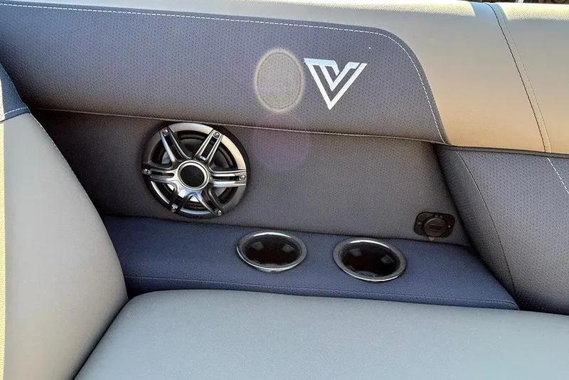 Slide: The Image of Interior of 2025 Viaggio Lago X-Q with speaker and cup holders. - 20