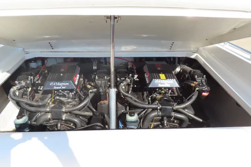 Slide: The Image of Twin 454 Magnum engines in a 1990 Wellcraft 38 Scarab boat. - 17
