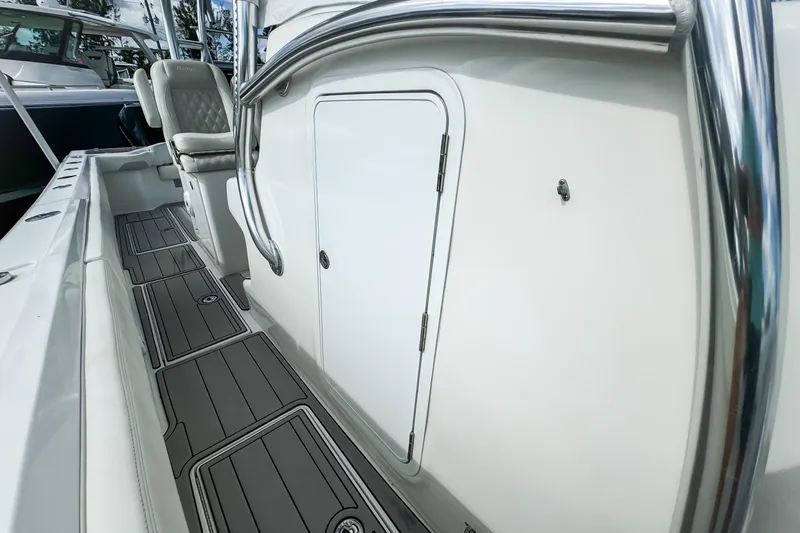 Slide: The Image of 2023 Front Runner 36 Center Console boat interior with sleek design and modern features. - 12