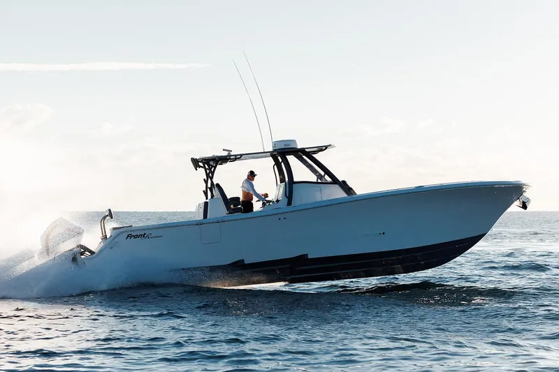 Slide: The Image of Manufacturer Provided Image: 2023 Front Runner 36 Center Console boat cruising on open water. - 43