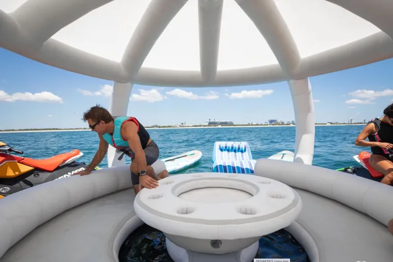 Slide: The Image of Woman enjoying ocean view on 2001 Intermarine RPH 95 yacht deck. - 17