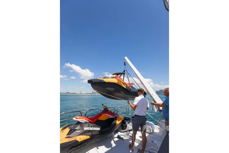 Slide: The Image of Luxury yacht Intermarine RPH 95, 2001 model, anchored in clear blue waters. - 4