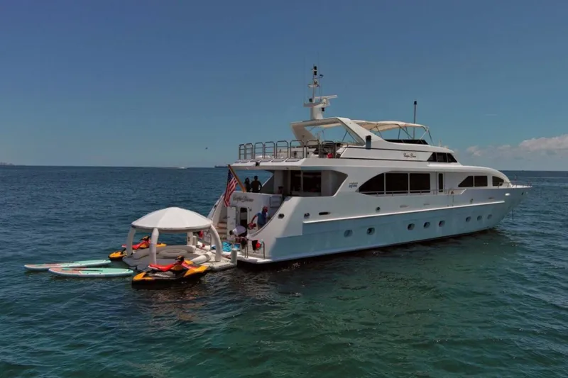 Slide: The Image of Helm of 2001 Intermarine RPH 95 yacht with steering wheel and navigation equipment. - 48