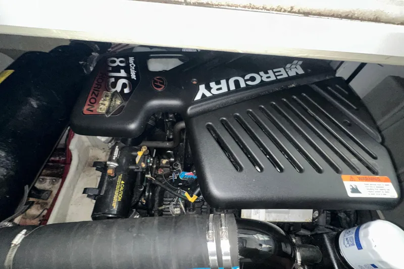 Slide: The Image of Engine compartment of a 2006 Four Winns 378 Vista with MerCruiser 8.1S Horizon engine. - 75