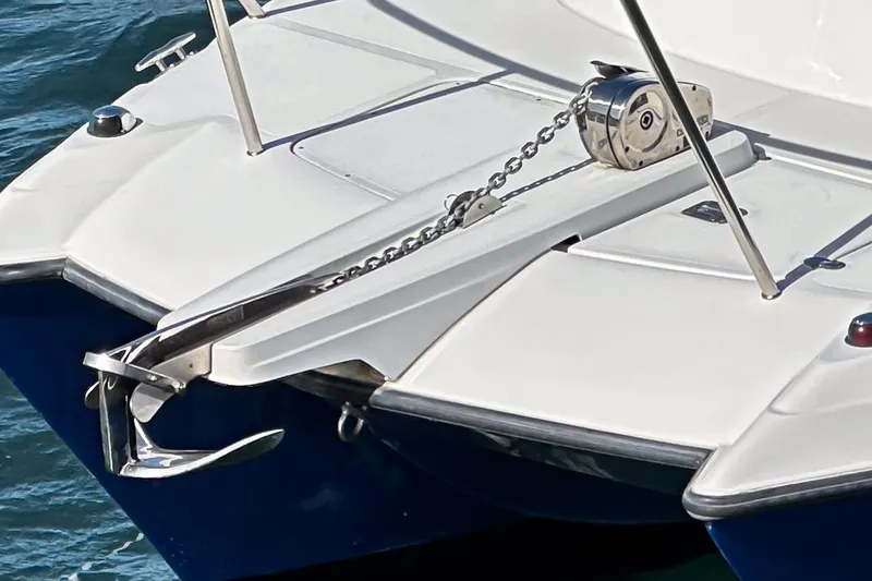 Slide: The Image of 2007 Glacier Bay 2680 Coastal Runner boat anchor and chain detail. - 9