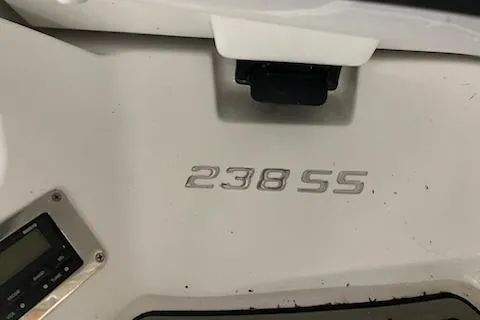 Slide: The Image of 2016 Monterey 238 Surf boat interior with "238 SS" emblem. - 3