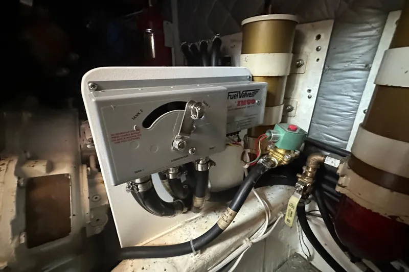 Slide: The Image of Engine room of 1987 Albin North Sea Trawler with fuel valve system. - 33