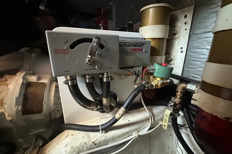 Slide: The Image of Engine room of 1987 Albin North Sea Trawler with fuel valve system. - 35