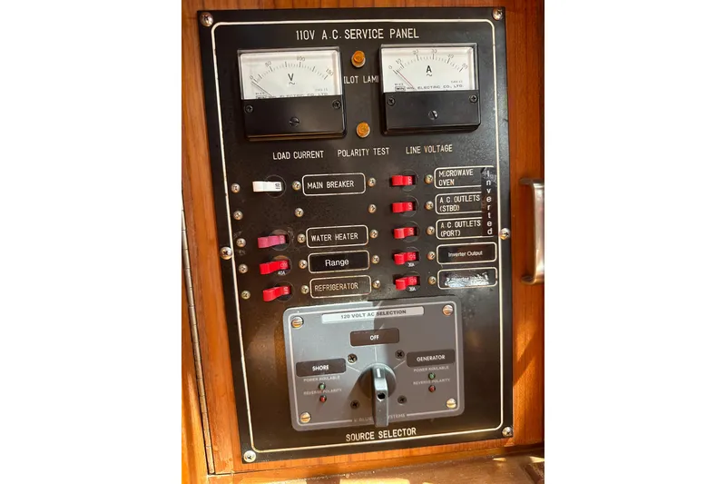 Slide: The Image of Electrical service panel on a 1987 Albin North Sea Trawler boat. - 53