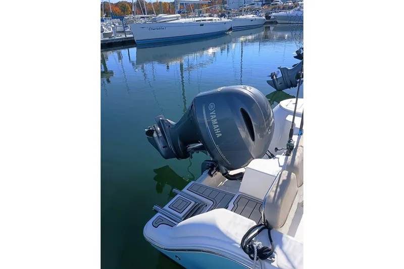 Slide: The Image of 2021 Sea Fox 228 Commander with Yamaha outboard engine docked at marina. - 11