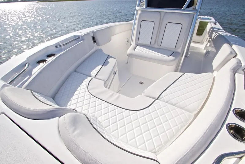 Slide: The Image of Manufacturer Provided Image: Luxurious seating area on a 2021 Sea Fox 228 Commander boat. - 19