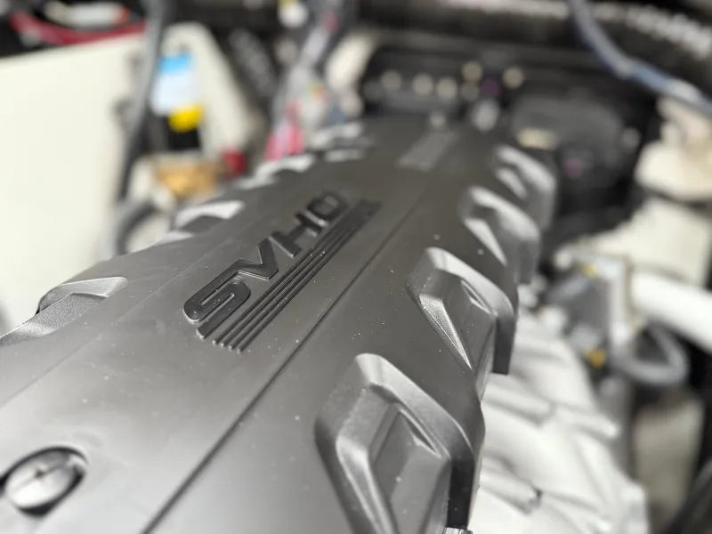 Slide: The Image of Close-up of Yamaha Boats 2025 255XD SVHO engine detail. - 76