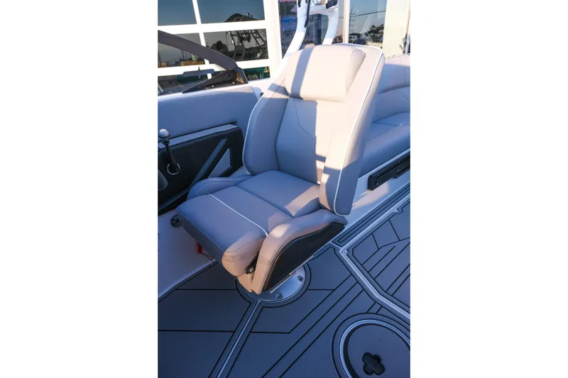 Slide: The Image of 2026 Moomba Max boat seat with sleek design and modern upholstery. - 19