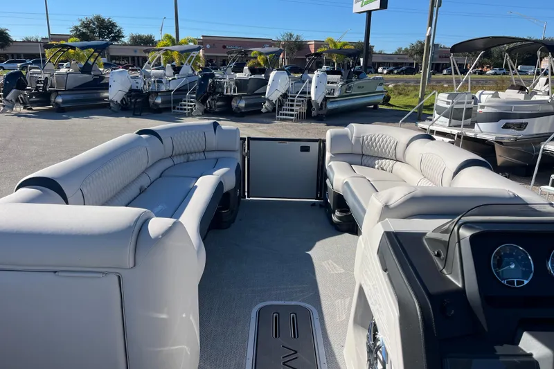 Slide: The Image of 2026 Avalon 2585 Catalina VRB Tri Toon with luxurious seating and Mercury 300hp V-8 engine. - 14